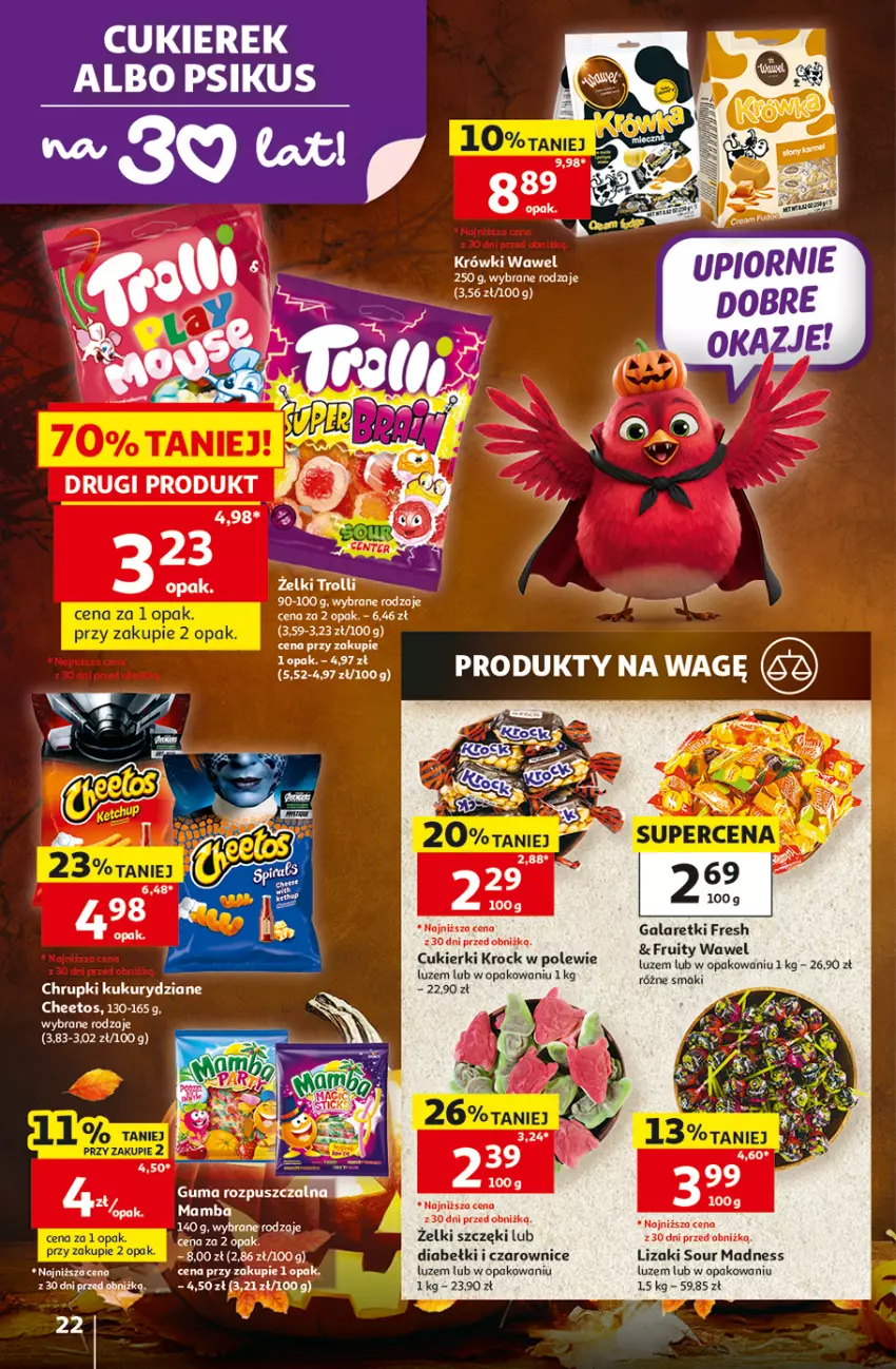 Gazetka promocyjna Auchan - 30 Lat Hipermarket - ważna 29.10 do 04.11.2026 - strona 22 - produkty: Cheetos, Cukier, Cukierki, Fa, Gala, Galaretki, Lizaki, Tefal, Wawel