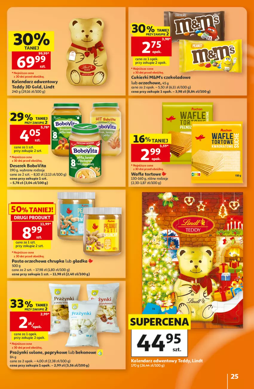 Gazetka promocyjna Auchan - 30 Lat Hipermarket - ważna 29.10 do 04.11.2026 - strona 25 - produkty: Beko, BoboVita, Cukier, Cukierki, Deser, Kalendarz, Kalendarz adwentowy, Lindt, Ser, Serek, Vita C, Wafle, Wafle tortowe