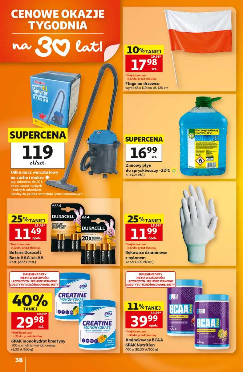 Gazetka promocyjna Auchan - 30 Lat Hipermarket - ważna 29.10 do 04.11.2026 - strona 38 - produkty: Duracell, Płyn do spryskiwaczy, Rękawice