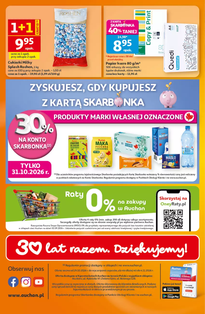 Gazetka promocyjna Auchan - 30 Lat Hipermarket - ważna 29.10 do 04.11.2026 - strona 41 - produkty: Cukier, Cukierki, Fa, Gra, Koc, Kosz, Papier, Ser, Tera, Top