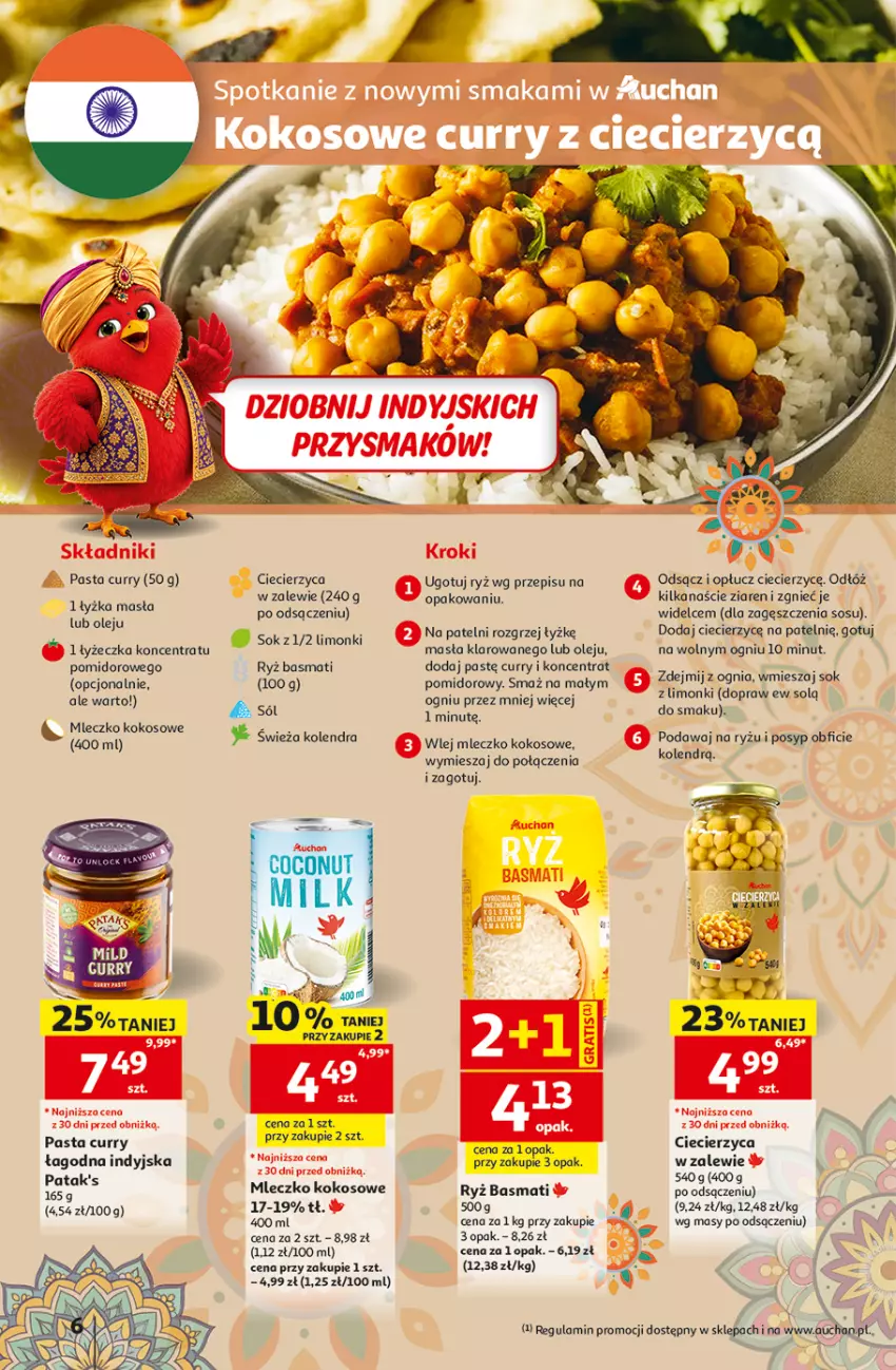 Gazetka promocyjna Auchan - 30 Lat Hipermarket - ważna 29.10 do 04.11.2026 - strona 6 - produkty: Kokos, Kolendra, Koncentrat pomidorowy, Mleczko, Olej, Patak's, Ryż, Ryż basmati, Sok, Sól, Sos, Szal