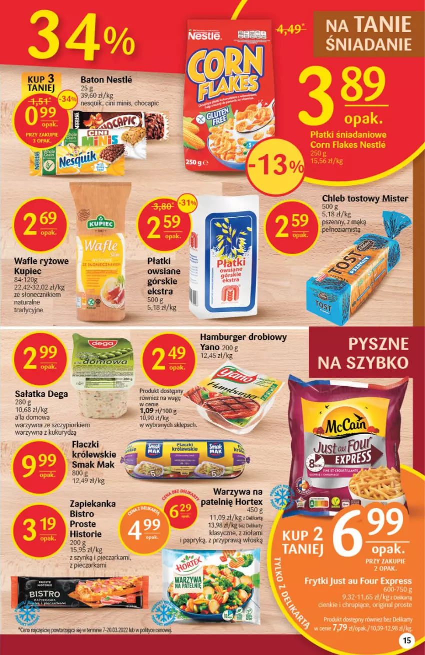 Gazetka promocyjna Delikatesy Centrum - Gazetka DC20 - ważna 26.05 do 01.06.2022 - strona 14 - produkty: Baton, Burger, Chleb, Chleb tostowy, Cini Minis, Hamburger, Hortex, Królewski, Kupiec, Nesquik, Piec, Pieczarka, Ryż, Wafle, Warzywa, Zapiekanka