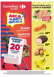 Gazetka promocyjna Carrefour - Gazetka Market Kraków, Myślenice - Gazetka - ważna od 04.02 do 04.02.2023 - strona 1 - produkty: Piwa, Piec, Kurczak, Banany, Gra, Telefon, Papier, Rama, Ziemniaki, Wawel, Szynka, Kiełbasa