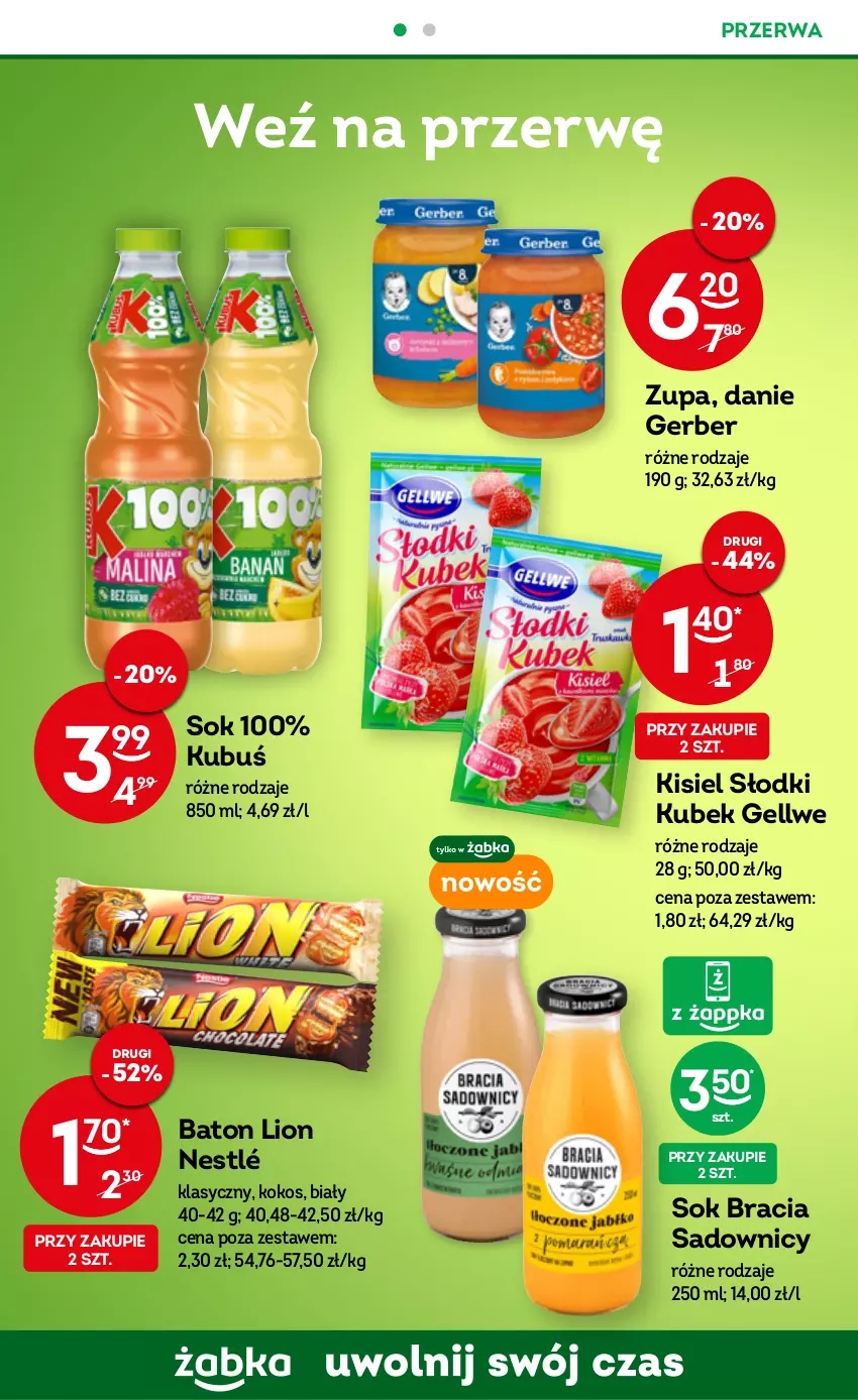 Gazetka promocyjna Żabka - ważna 30.11 do 06.12.2022 - strona 36 - produkty: Baton, Gerber, Kisiel, Kokos, Kubek, Kubuś, Lion, Nestlé, Sok, Zupa