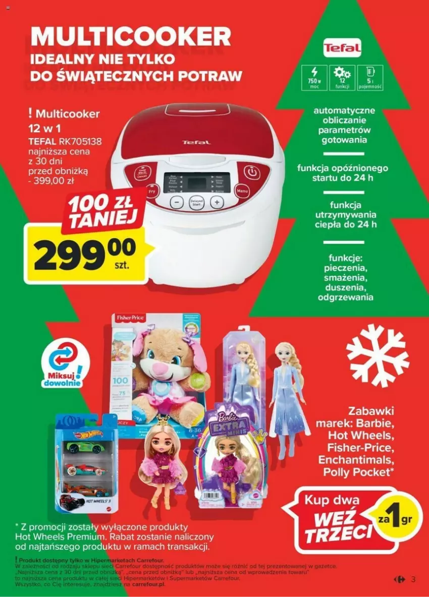 Gazetka promocyjna Carrefour - ważna 09.12 do 12.12.2023 - strona 3 - produkty: Barbie, Enchantimals, Fa, Fisher-Price, Hot Wheels, Piec, Polly Pocket, Rama, Tefal, Tran