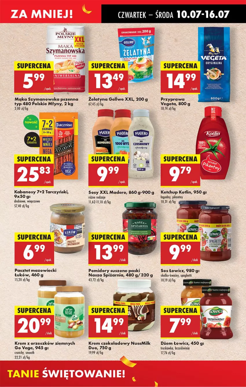 Gazetka promocyjna Biedronka - Od Czwartku - ważna 10.07 do 16.07.2025 - strona 39 - produkty: Fa, Gin, Gra, Kabanos, Ketchup, Kotlin, Mąka, Pasztet, Polskie Młyny, Pomidory, Sos, Spaghetti, Tarczyński, Vegeta