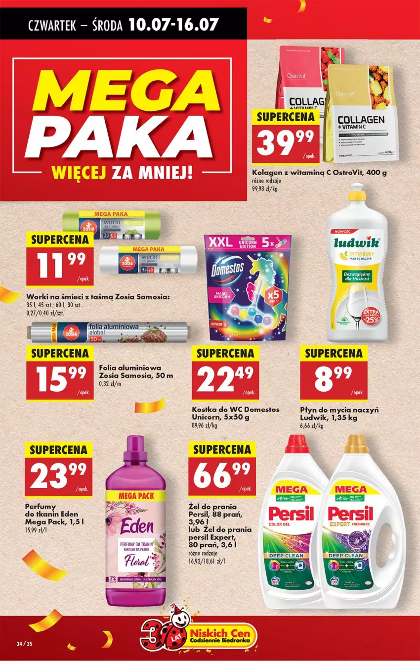 Gazetka promocyjna Biedronka - Od Czwartku - ważna 10.07 do 16.07.2025 - strona 40 - produkty: Do mycia naczyń, Domestos, Kolagen, Kostka do wc, Ludwik, Perfum, Persil