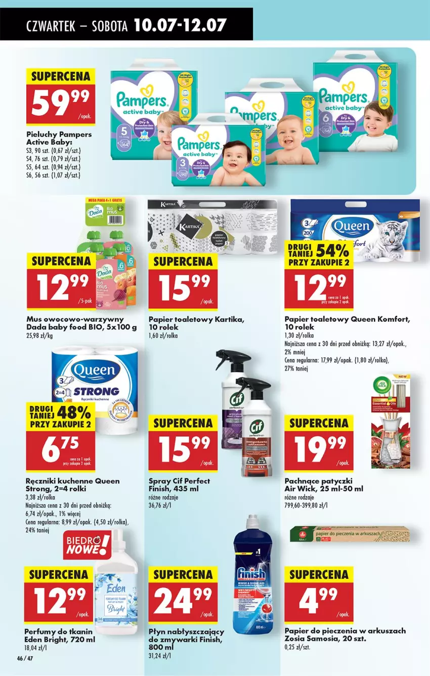 Gazetka promocyjna Biedronka - Od Czwartku - ważna 10.07 do 16.07.2025 - strona 56 - produkty: Air Wick, Cif, Dada, Finish, Mus, Pampers, Papier, Papier do pieczenia, Papier toaletowy, Perfum, Piec, Pieluchy, Płyn nabłyszczający, Ręcznik, Rolki, Zmywarki
