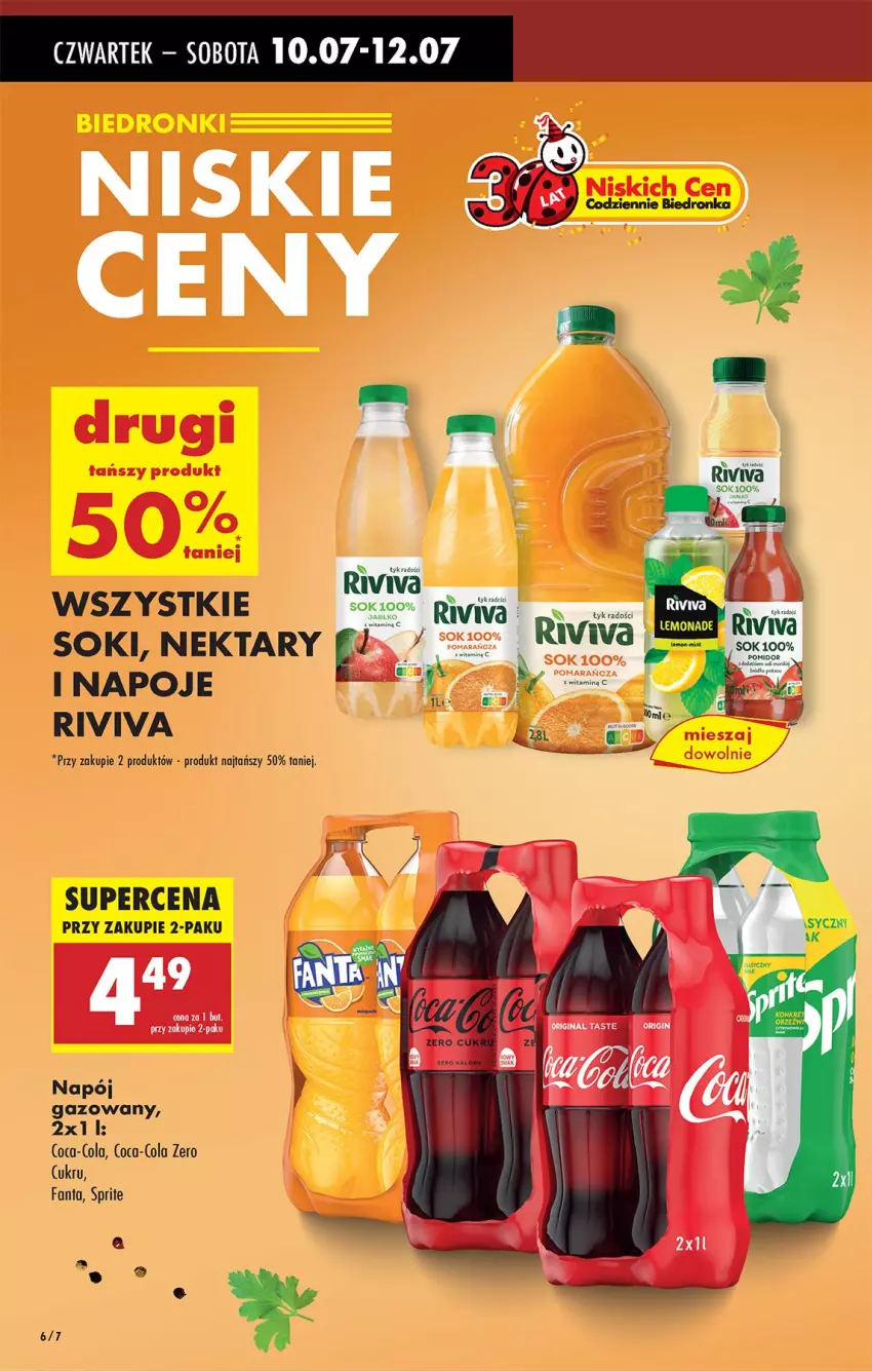 Gazetka promocyjna Biedronka - Od Czwartku - ważna 10.07 do 16.07.2025 - strona 6 - produkty: Coca-Cola, Fa, Fanta, Napój, Napój gazowany, Nektar, Sprite