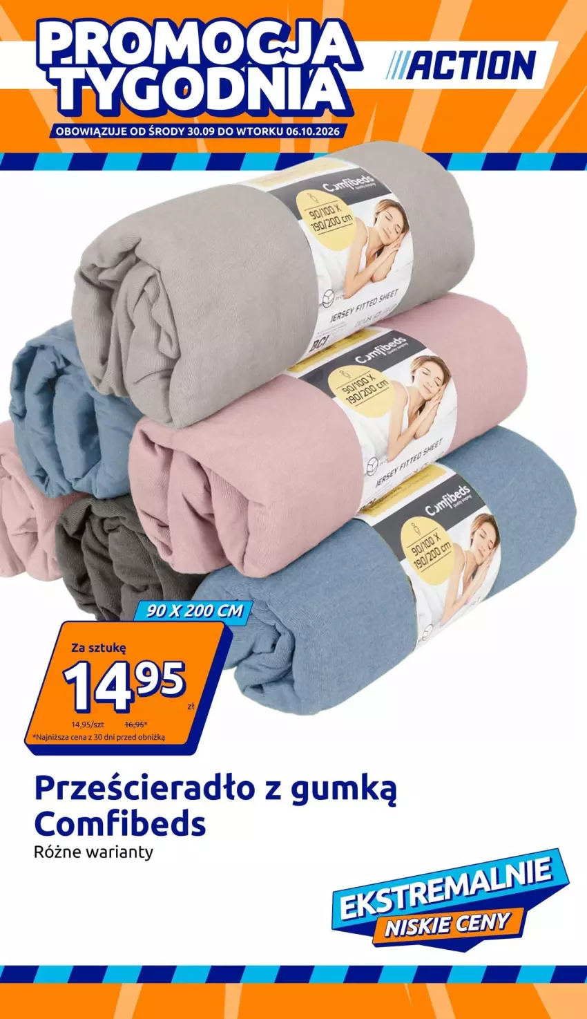 Gazetka promocyjna Action - Gazetka tydzień 40 2026 - ważna 30.09 do 06.10.2026 - strona 1 - produkty: Prześcieradło