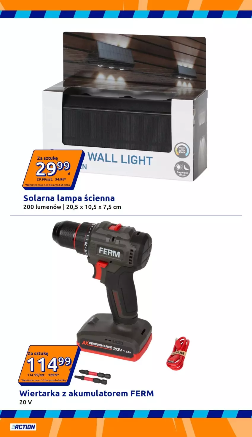 Gazetka promocyjna Action - Gazetka tydzień 40 2026 - ważna 30.09 do 06.10.2026 - strona 7 - produkty: Akumulator, Lampa, Lampa ścienna, Tarka, Wiertarka