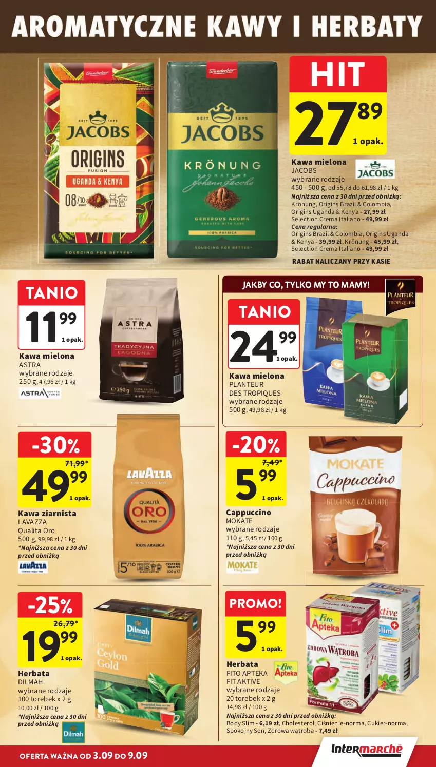 Gazetka promocyjna Intermarche - Gazetka promocyjna - ważna 03.09 do 09.09.2026 - strona 25 - produkty: Apteka, Body, Cappuccino, Cukier, Dilmah, Gin, Herbata, Jacobs, Kawa, Kawa mielona, Kawa ziarnista, Lavazza