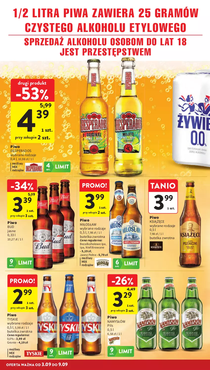 Gazetka promocyjna Intermarche - Gazetka promocyjna - ważna 03.09 do 09.09.2026 - strona 32 - produkty: Desperados, Gra, Książęce, Namysłów, Piwa, Piwo, Tyskie