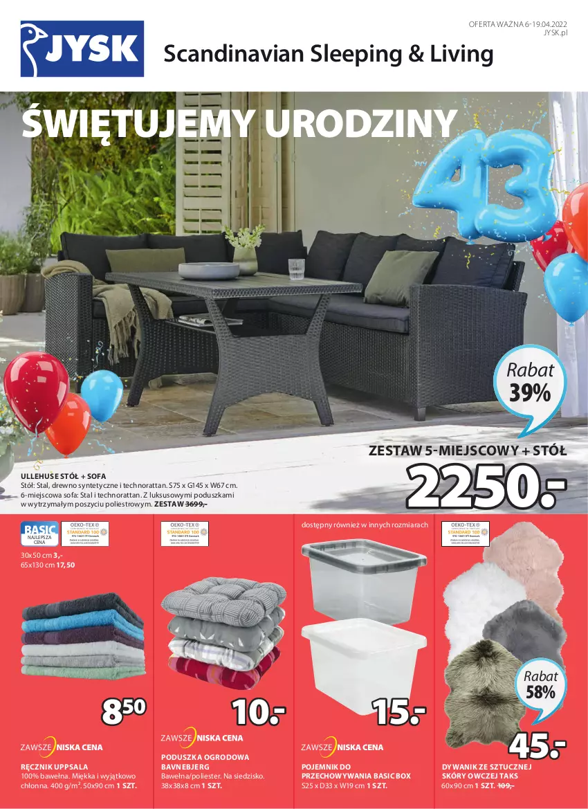 Gazetka promocyjna Jysk - Oferta tygodnia - ważna 06.04 do 19.04.2022 - strona 2 - produkty: Dywan, Dywanik, Fa, Poduszka, Pojemnik, Pojemnik do przechowywania, Ręcznik, Siedzisko, Sofa, Stół, Wełna