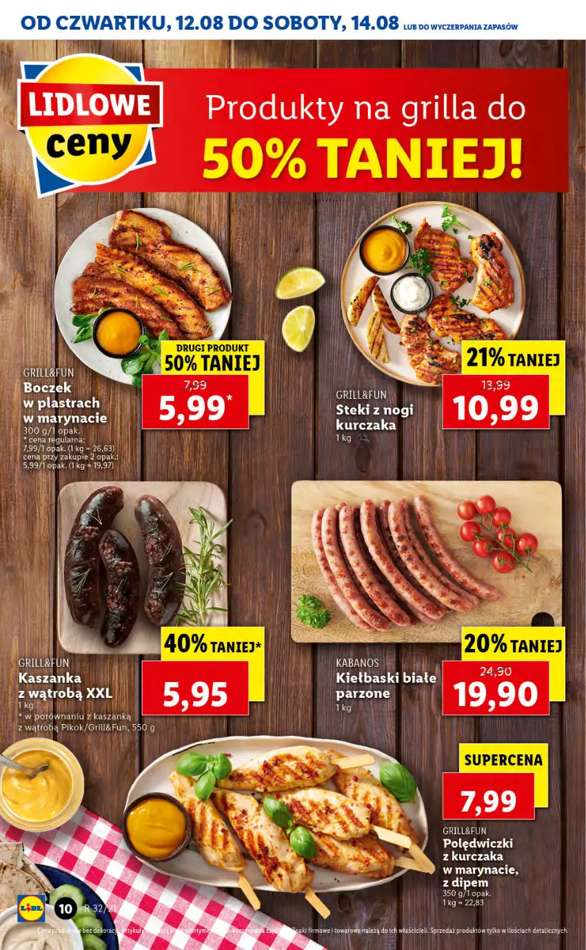 Gazetka promocyjna Lidl - GAZETKA - ważna 12.08 do 14.08.2021 - strona 10 - produkty: Grill, Kasza, Kaszanka, Kiełbaski białe, PIKOK, Por, Stek