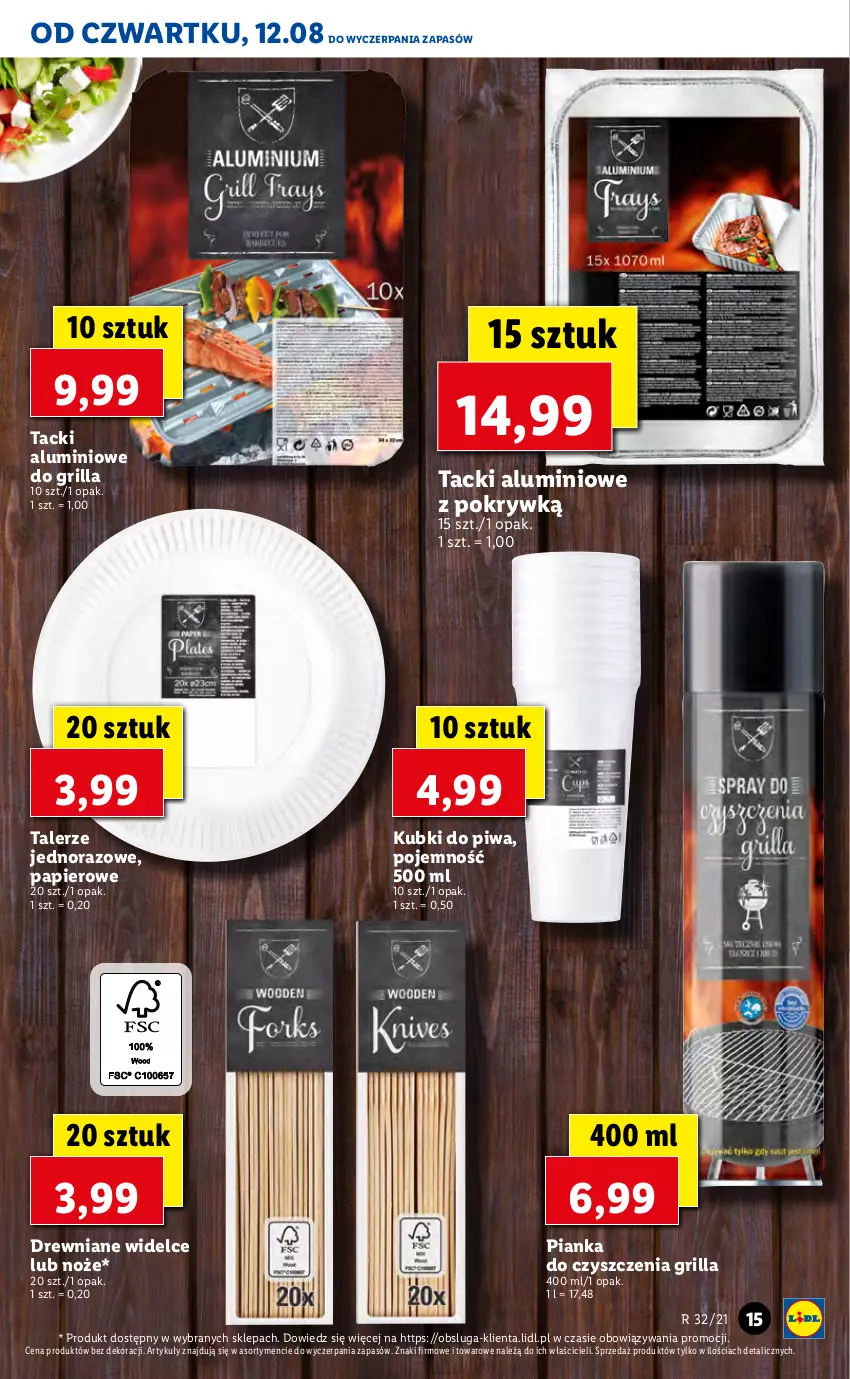 Gazetka promocyjna Lidl - GAZETKA - ważna 12.08 do 14.08.2021 - strona 15 - produkty: Grill, Noż, Papier, Pianka do czyszczenia, Piwa, Talerz