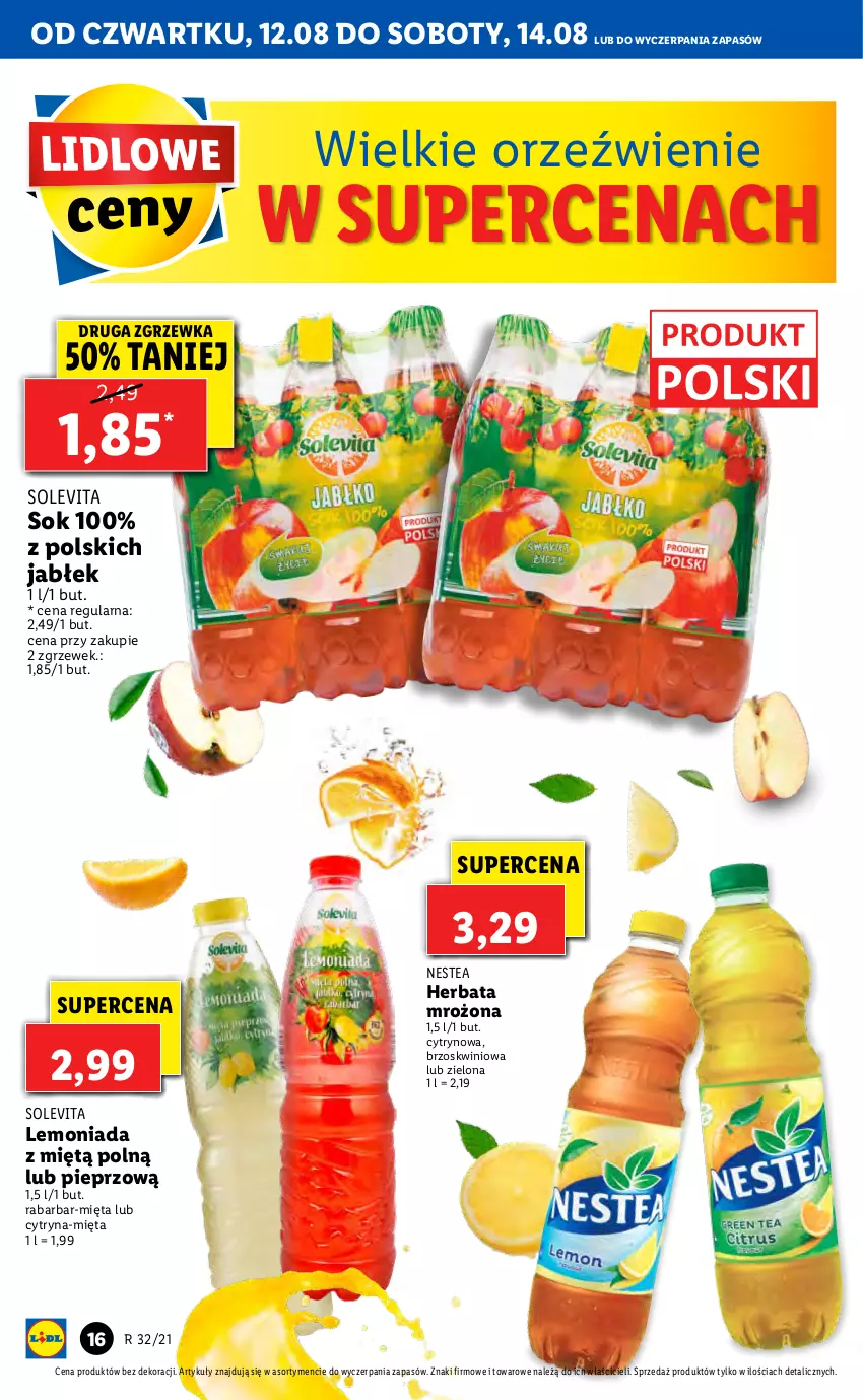 Gazetka promocyjna Lidl - GAZETKA - ważna 12.08 do 14.08.2021 - strona 16 - produkty: Herbata, Lemoniada, Mięta, Nestea, Pieprz, Sok