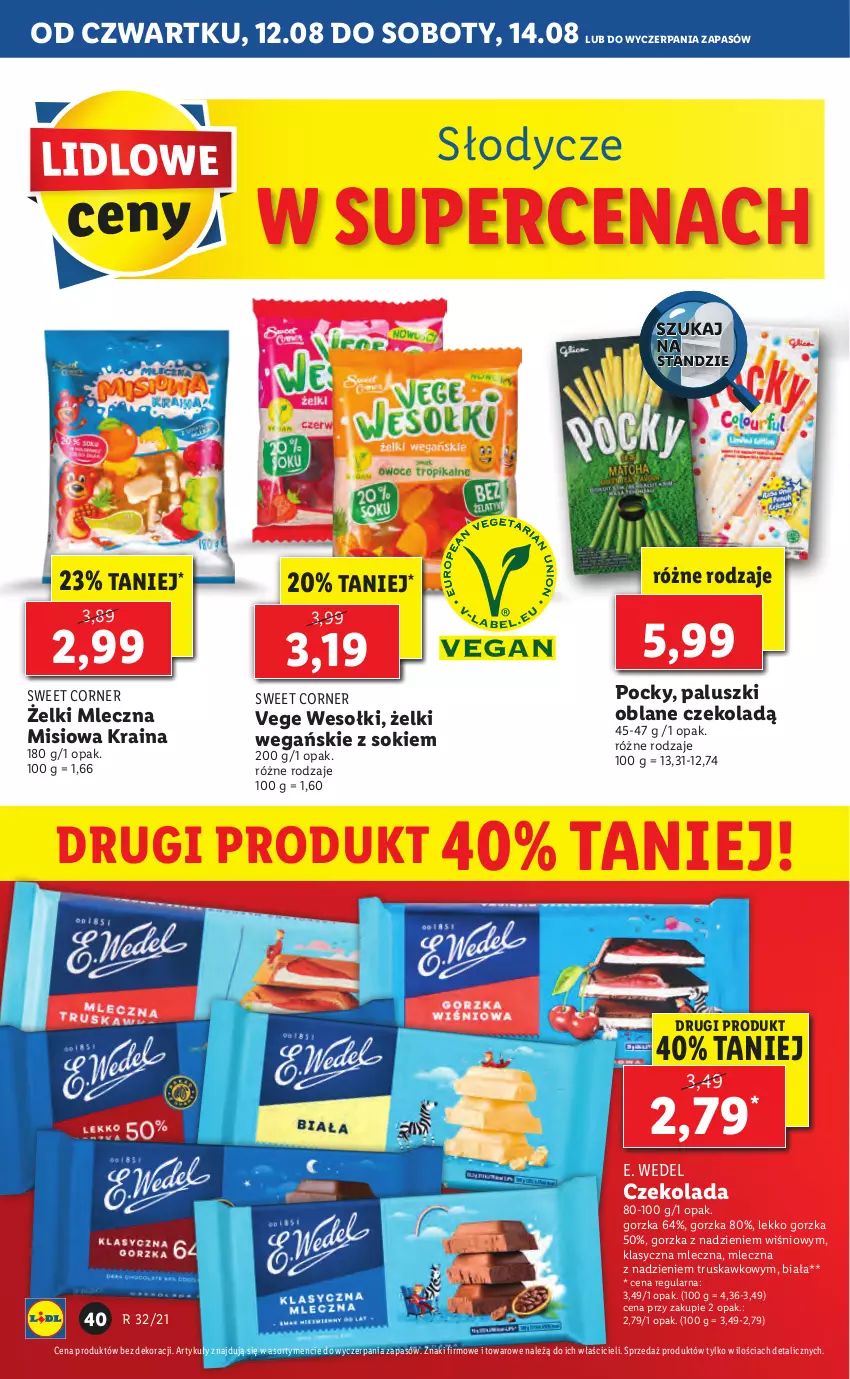 Gazetka promocyjna Lidl - GAZETKA - ważna 12.08 do 14.08.2021 - strona 40 - produkty: Czekolada, E. Wedel, Sok