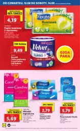 Gazetka promocyjna Lidl - GAZETKA - Gazetka - ważna od 14.08 do 14.08.2021 - strona 50 - produkty: Papier, Tampony, Papier toaletowy, Velvet, Ręcznik, Carefree, Flora, Wkładki, Prezerwatyw, Durex