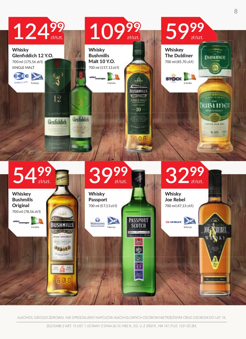 Gazetka promocyjna Stokrotka - Oferta alkoholowa - ważna 10.11 do 08.12.2021 - strona 8 - produkty: Bushmills, Gin, Koc, Por, Sport, Whiskey, Whisky