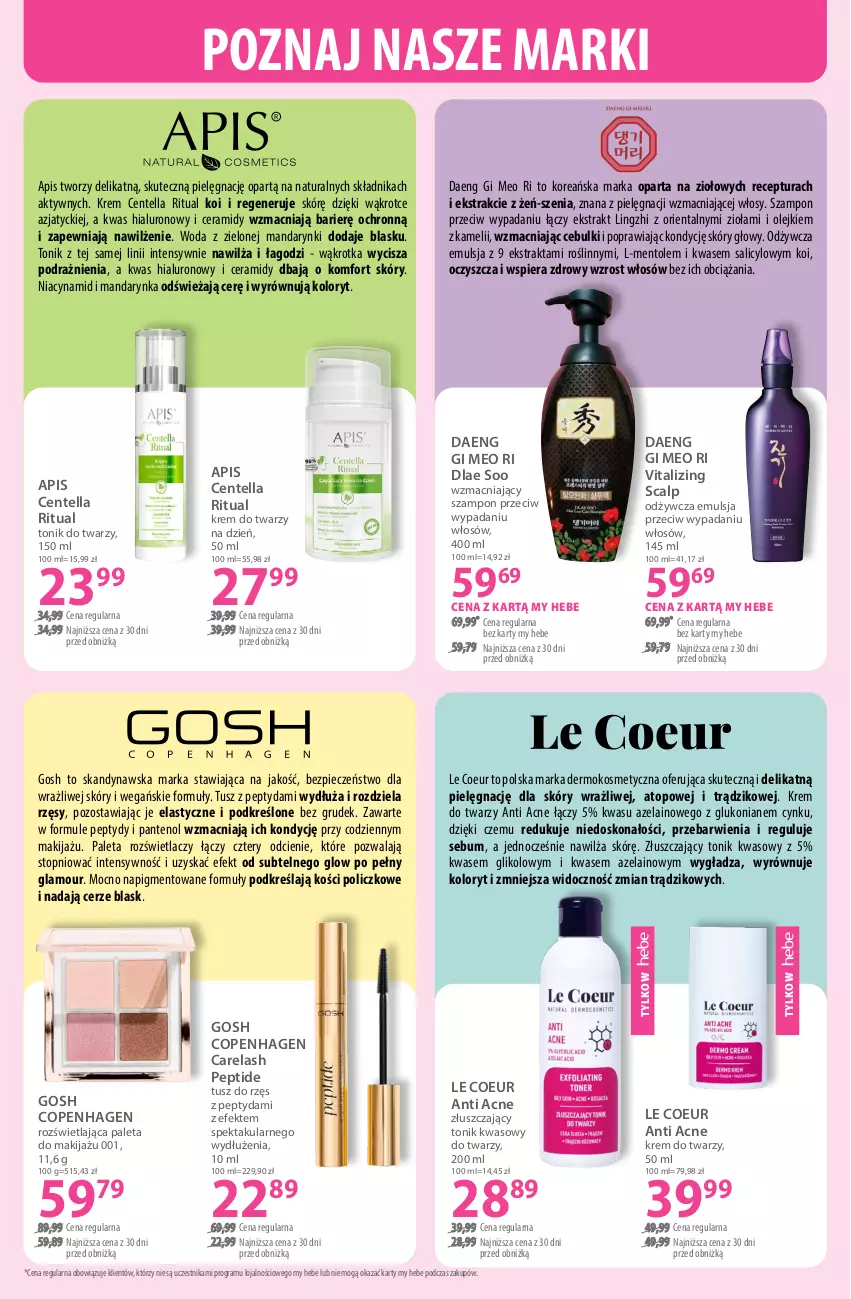 Gazetka promocyjna Hebe - Gazetka - ważna 16.01 do 30.01.2026 - strona 10 - produkty: Cynk, Emulsja, Gosh, Gra, Krem do twarzy, Makijaż, Mandarynki, Mule, Olej, Paleta, Piec, Rozświetlacz, Szampon, Tonik, Tonik do twarzy, Top, Tusz, Woda