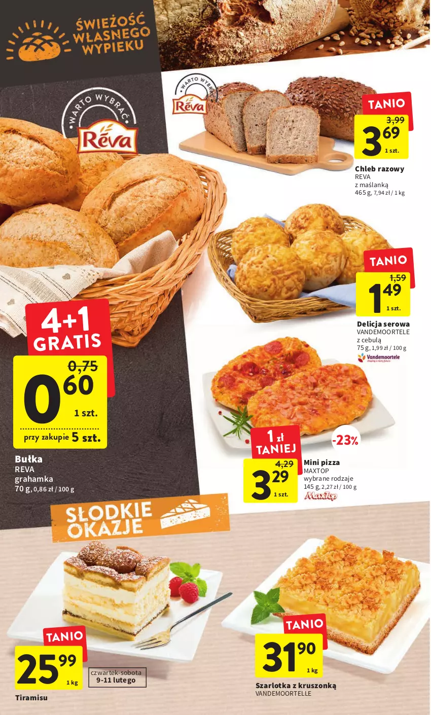 Gazetka promocyjna Intermarche - Gazetka Intermarche - ważna 09.02 do 15.02.2023 - strona 24 - produkty: Bułka, Chleb, Delicja serowa, Gra, Pizza, Ser, Szarlotka, Top