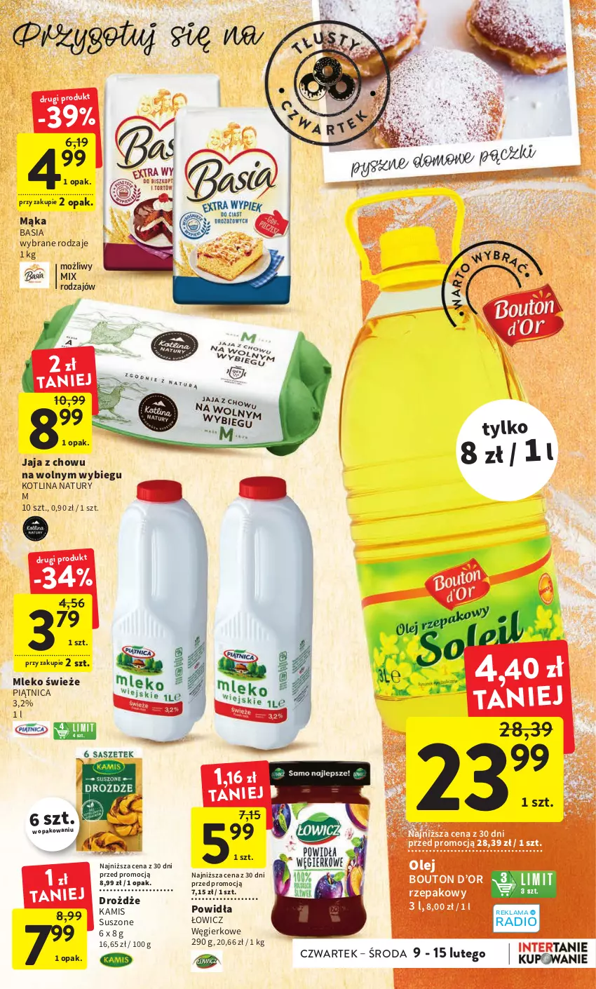 Gazetka promocyjna Intermarche - Gazetka Intermarche - ważna 09.02 do 15.02.2023 - strona 25 - produkty: Basia, Drożdże, Jaja, Kamis, Kotlin, Mąka, Mleko, Olej, Piątnica