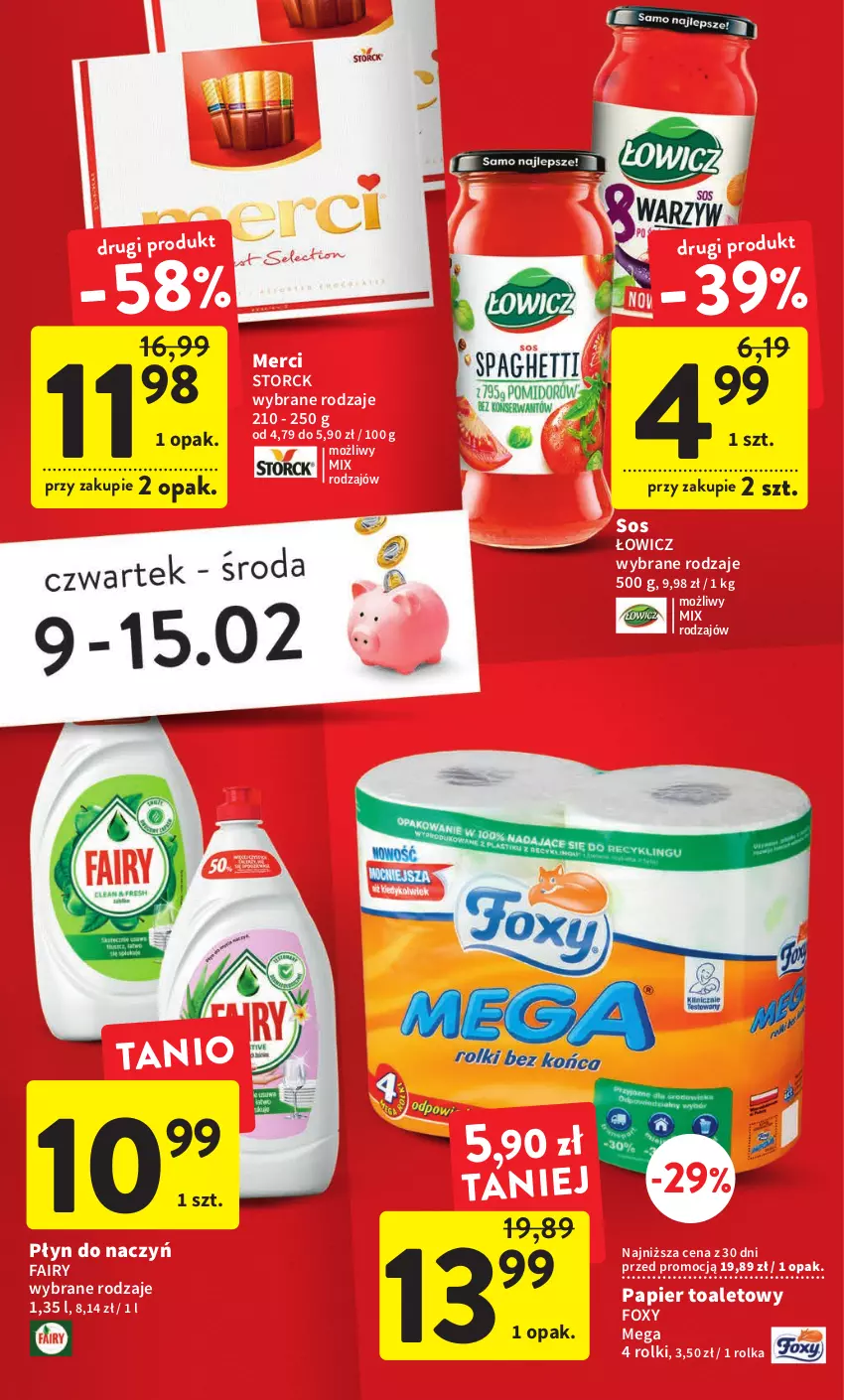 Gazetka promocyjna Intermarche - Gazetka Intermarche - ważna 09.02 do 15.02.2023 - strona 5 - produkty: Fa, Fairy, Foxy, Merci, Papier, Papier toaletowy, Rolki, Sos