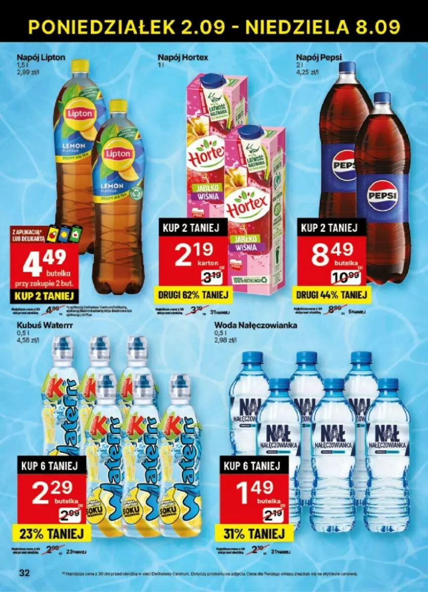 Gazetka promocyjna Delikatesy Centrum - ważna 02.09 do 08.09.2024 - strona 26 - produkty: Hortex, Lipton, Nałęczowianka, Napój, Woda