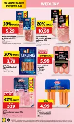 Gazetka promocyjna Lidl - GAZETKA - Gazetka - ważna od 22.02 do 22.02.2025 - strona 30 - produkty: Cheddar, Ser, Parówki, Parówki z szynki, Serdelki, Szynka konserwowa, Szynka, PIKOK, Morliny, Boczek, Berlinki
