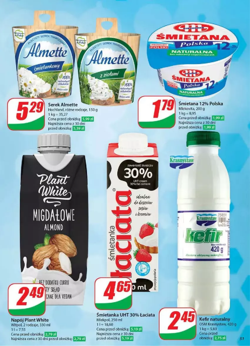 Gazetka promocyjna Dino - ważna 05.03 do 11.03.2025 - strona 47 - produkty: Almette, Hochland, Kefir, Kefir naturalny, Mleko, Napój, Ser, Serek