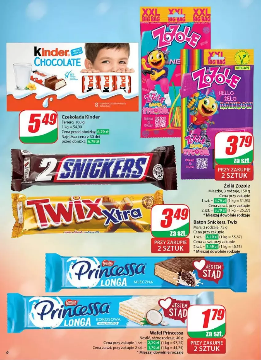 Gazetka promocyjna Dino - ważna 05.03 do 11.03.2025 - strona 56 - produkty: Baton, Czekolada, Ferrero, Kinder, Mars, Princessa, Snickers, Twix