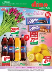 Gazetka promocyjna Dino - Gazetka - ważna od 11.03 do 11.03.2025 - strona 1 - produkty: Sok, Tulipan, Czekolada, Napój gazowany, Bukiet, Napój, Milka