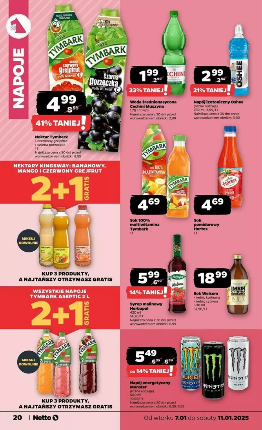 Gazetka promocyjna Netto - ważna 07.01 do 11.01.2025 - strona 13 - produkty: Gra, Grejpfrut, Herbapol, Imbir, Mus, Napój, Napój energetyczny, Napój izotoniczny, Nektar, Oshee, Ser, Syrop, Szyna, Tymbark, Woda