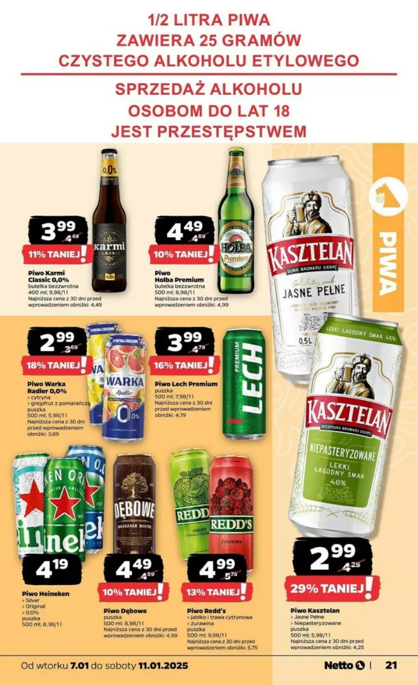 Gazetka promocyjna Netto - ważna 07.01 do 11.01.2025 - strona 14 - produkty: Gin, Gra, Grejpfrut, Kasztelan, Lech Premium, Piwa, Piwo, Redd's