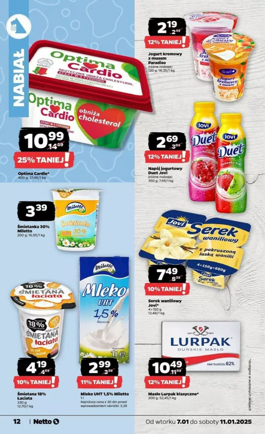 Gazetka promocyjna Netto - ważna 07.01 do 11.01.2025 - strona 4 - produkty: Jogurt, Lurpak, Masło, Mleko, Mus, Napój, Napój jogurtowy, Ser, Serek