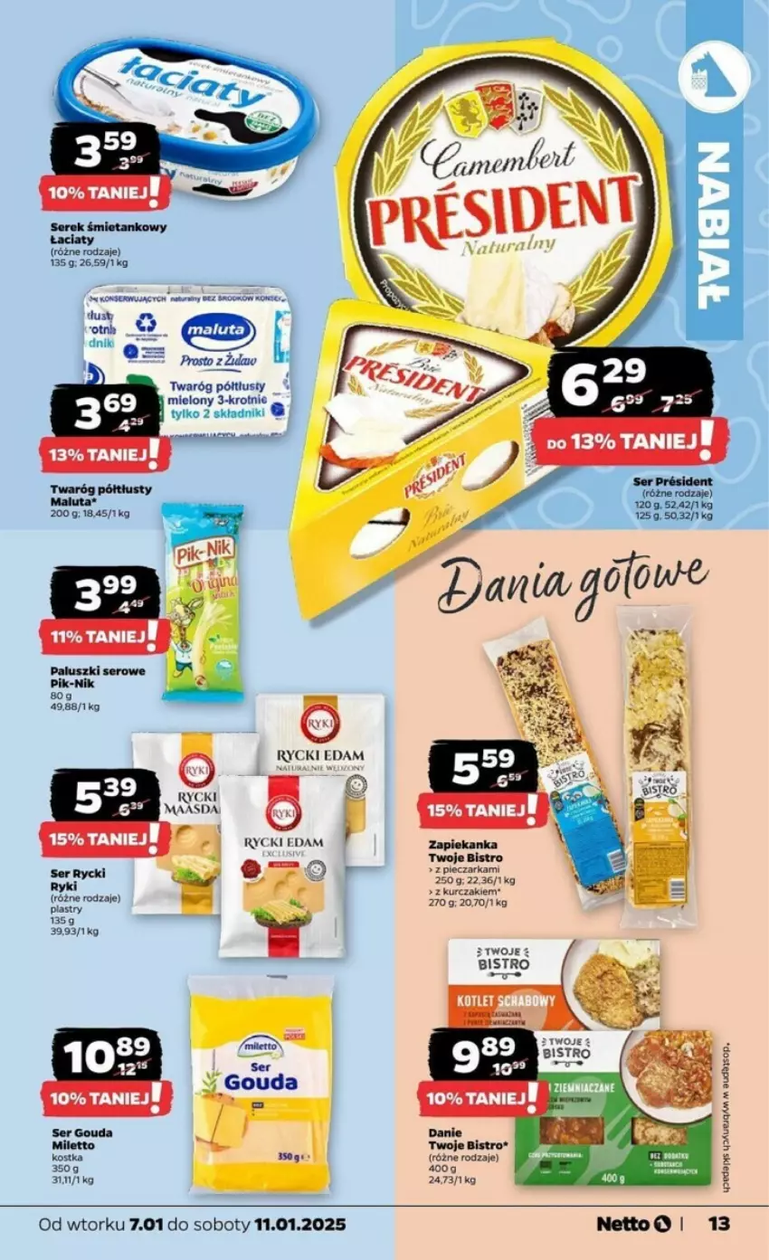 Gazetka promocyjna Netto - ważna 07.01 do 11.01.2025 - strona 5 - produkty: Gouda, Kurczak, Piec, Pieczarka, Ser, Twaróg, Twaróg półtłusty