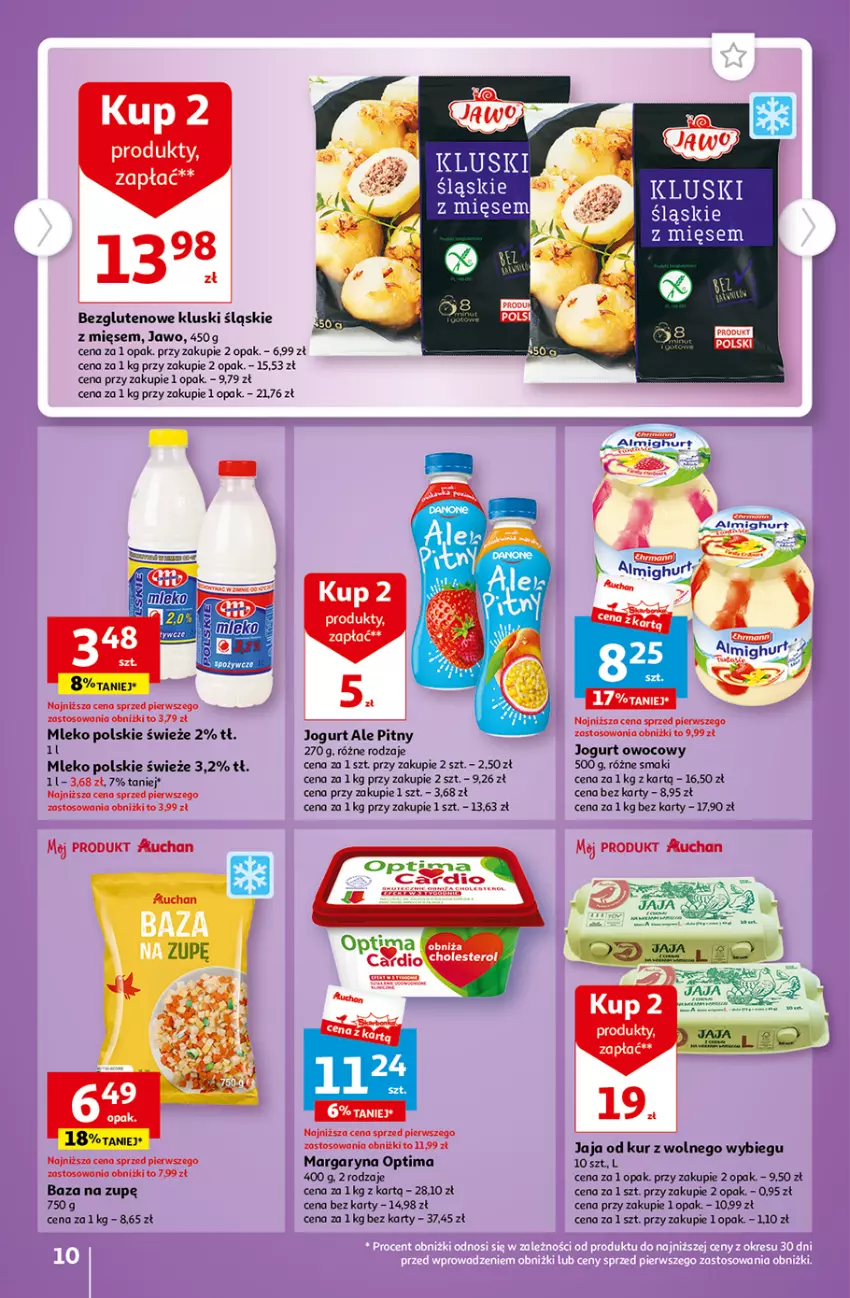 Gazetka promocyjna Auchan - Gazetka Tanie Zakupy Hipermarket Auchan - ważna 03.08 do 09.08.2023 - strona 10 - produkty: Jaja, Jogurt, Jogurt owocowy, Margaryna, Mleko, Optima