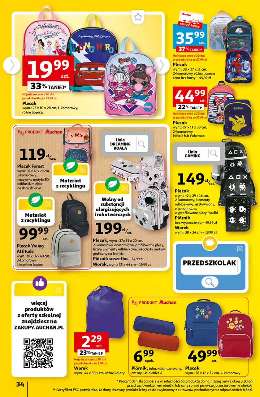 Gazetka promocyjna Auchan - Gazetka Tanie Zakupy Hipermarket Auchan - ważna 03.08 do 09.08.2023 - strona 34 - produkty: Atomic, Gra, Minnie, Piórnik, Plecak