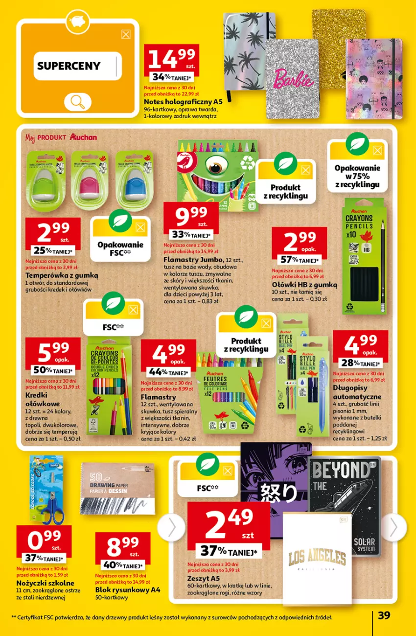 Gazetka promocyjna Auchan - Gazetka Tanie Zakupy Hipermarket Auchan - ważna 03.08 do 09.08.2023 - strona 39 - produkty: Długopis, Dzieci, Flamastry, Gra, Top, Tusz