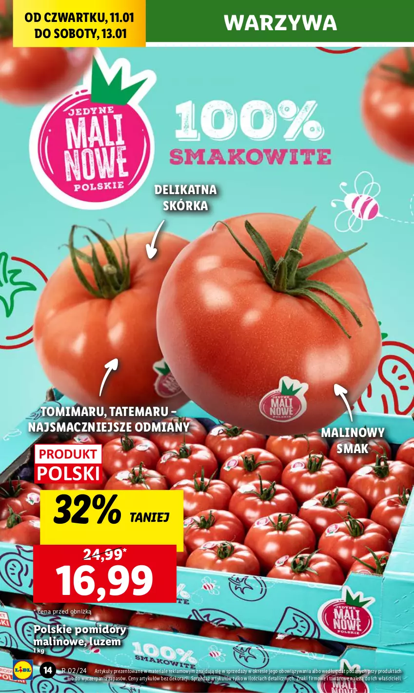 Gazetka promocyjna Lidl - GAZETKA - ważna 11.01 do 13.01.2024 - strona 16 - produkty: Pomidory, Warzywa