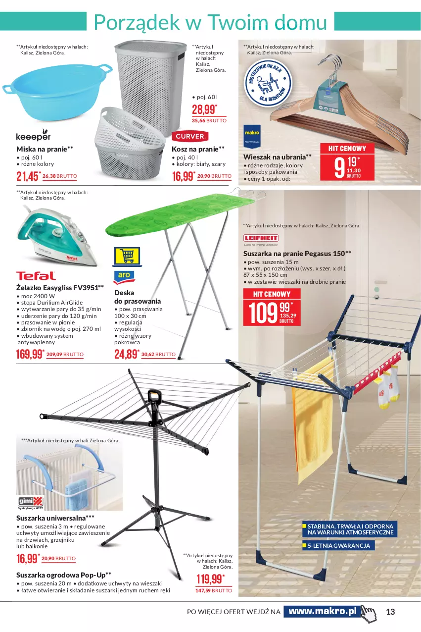 Gazetka promocyjna Makro - [Oferta promocyjna] Artykuły przemysłowe - ważna 13.07 do 26.07.2021 - strona 13 - produkty: Asus, Deska do prasowania, Drzwi, Grzejnik, Kosz, Miska, Por, Sok, Suszarka, Suszarka na pranie, Suszarki, Top, Ubrania, Uchwyty, Wieszak