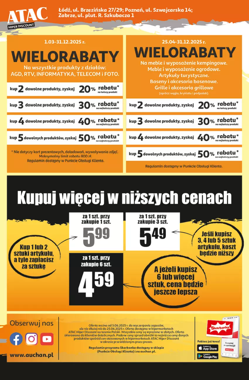 Gazetka promocyjna Auchan - ATAC Hiper Discount by - ważna 05.06 do 25.06.2025 - strona 4 - produkty: Gra, Kosz, Ser, Tera