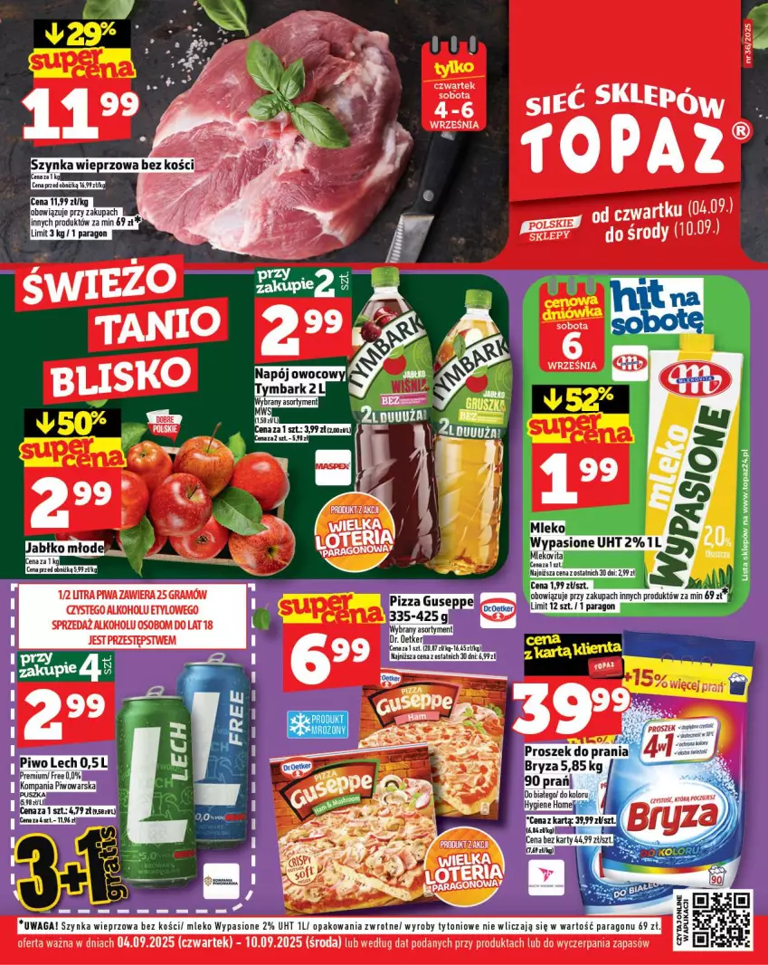 Gazetka promocyjna Topaz - Gazetka - ważna 04.09 do 10.09.2025 - strona 1 - produkty: Gra, Mleko, Mlekovita, Piwa, Szynka, Szynka wieprzowa, Vita C, Waga