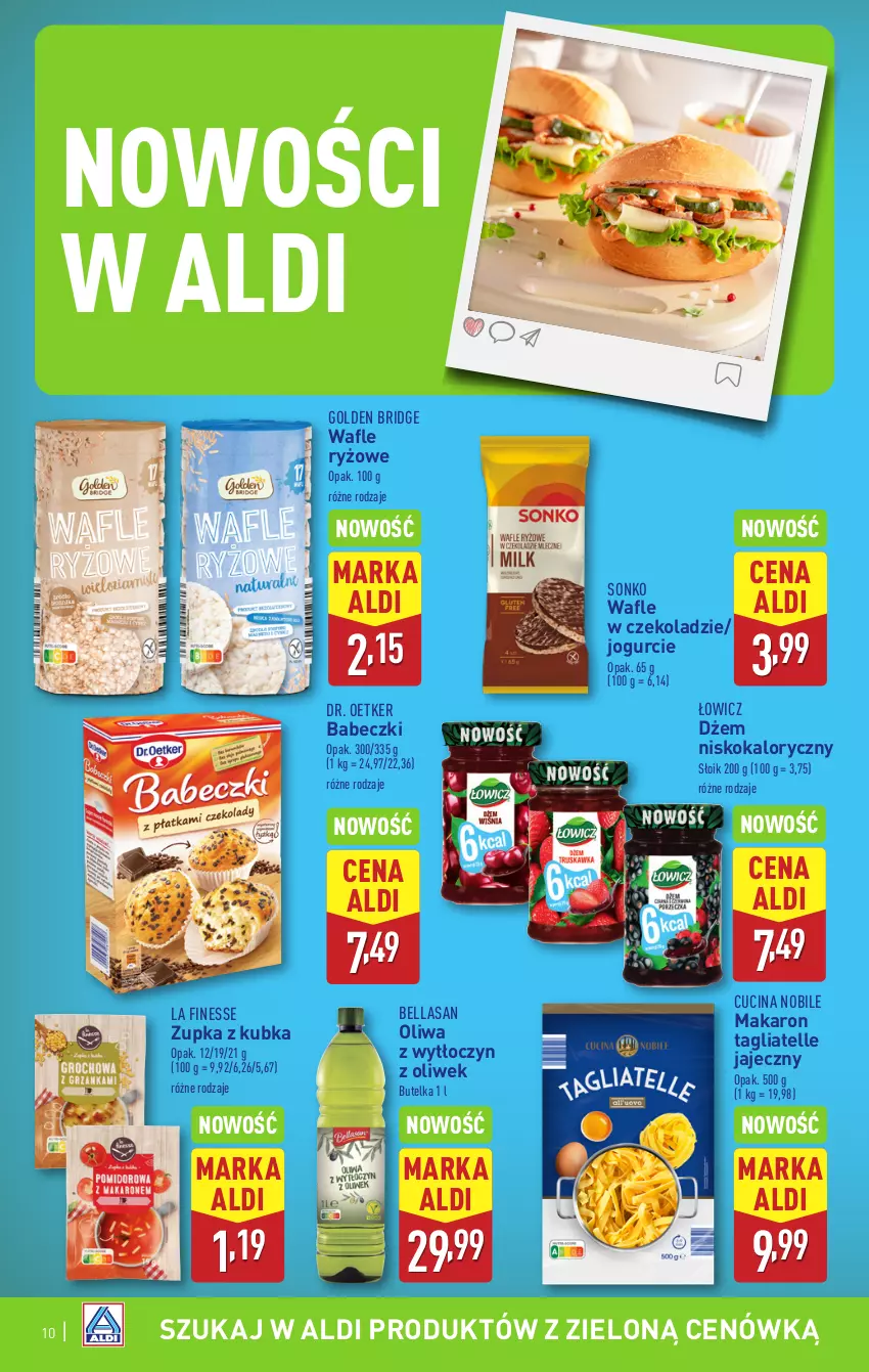 Gazetka promocyjna Aldi - Pełna oferta - ważna 10.03 do 15.03.2025 - strona 10 - produkty: Babeczki, Bell, Bella, Dr. Oetker, Dżem, Makaron, Oliwa, Ryż, Sonko, Tagliatelle, Wafle