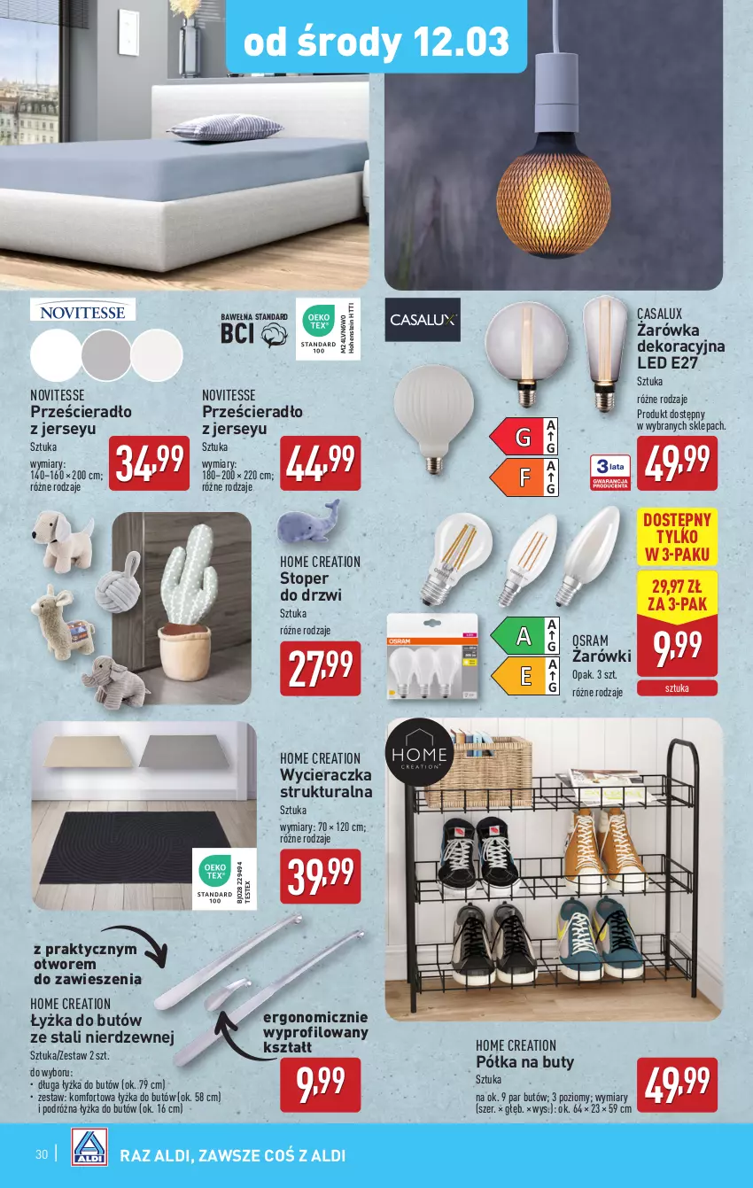 Gazetka promocyjna Aldi - Pełna oferta - ważna 10.03 do 15.03.2025 - strona 30 - produkty: Buty, Drzwi, Półka, Prześcieradło, Top, Wycieraczka