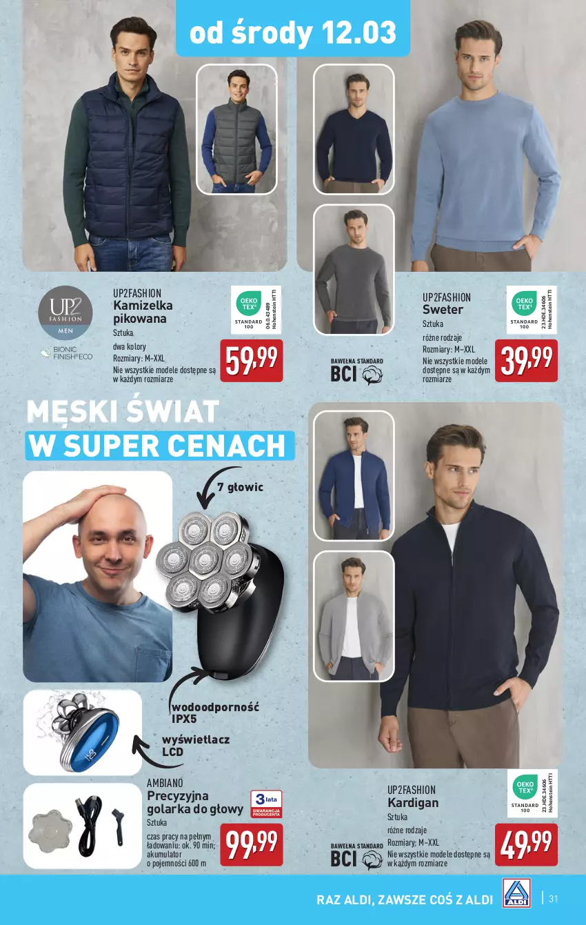 Gazetka promocyjna Aldi - Pełna oferta - ważna 10.03 do 15.03.2025 - strona 31 - produkty: Akumulator, Fa, Golarka, Kamizelka, Kardigan, Por, Sweter