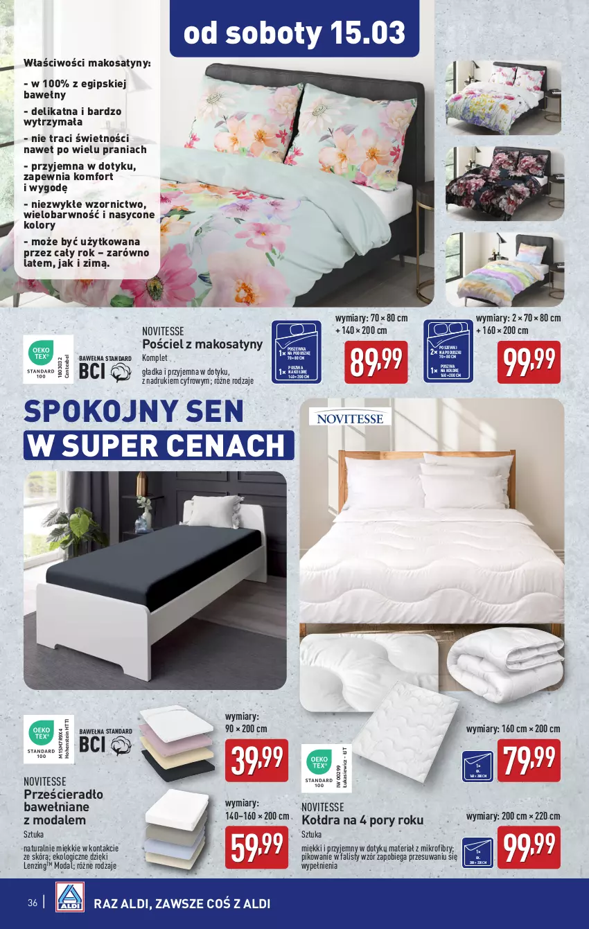 Gazetka promocyjna Aldi - Pełna oferta - ważna 10.03 do 15.03.2025 - strona 36 - produkty: Fa, Kołdra, Moda, Por, Pościel, Poszewka, Prześcieradło