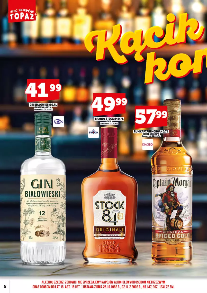 Gazetka promocyjna Topaz - Gazetka - ważna 15.06 do 30.06.2026 - strona 8 - produkty: Captain Morgan, Gin, Rum