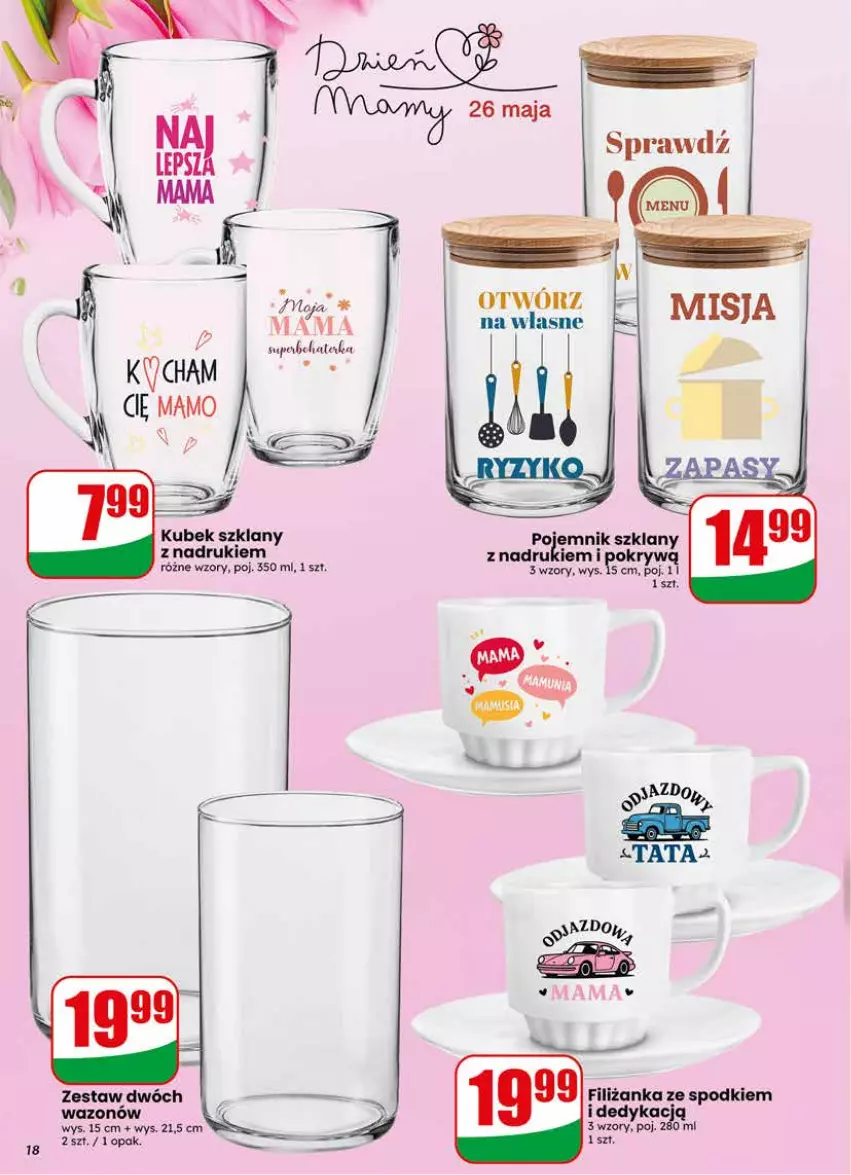 Gazetka promocyjna Dino - Gazetka 21 / 2026 - ważna 20.05 do 26.05.2026 - strona 18 - produkty: Filiżanka, Kubek, Pojemnik, Pojemnik szklany, Wazon